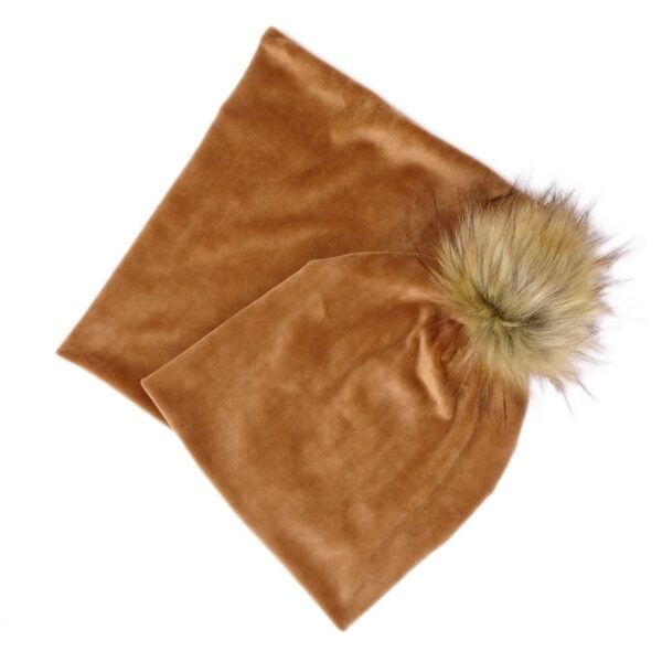 Komplet welurowy czapka i komin